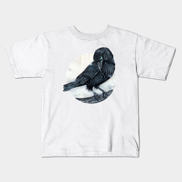 Vampire's Crow in the mist Kids T-Shirt by Brayanamis